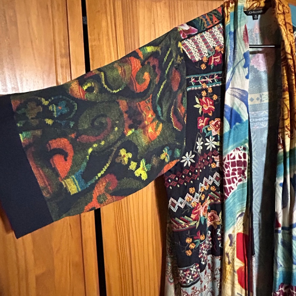 John Mark Multicolor Boho Patchwork Kimono - image 2